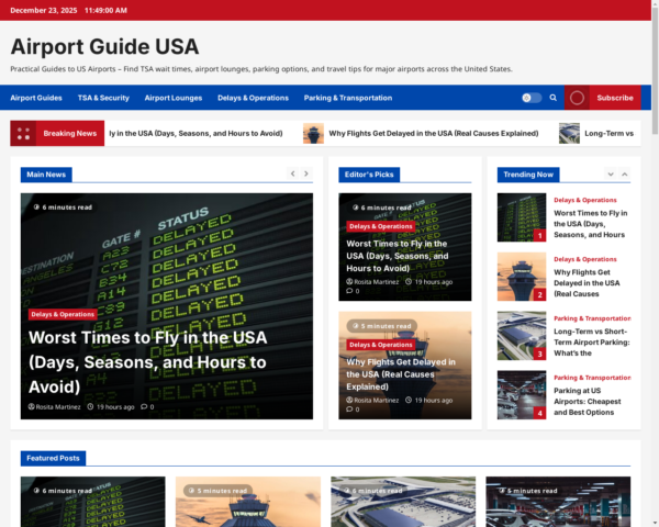 AirportGuideUSA.com – Premium US Airport Guide Website with 30+ SEO Articles & 6-Month Growth Roadmap